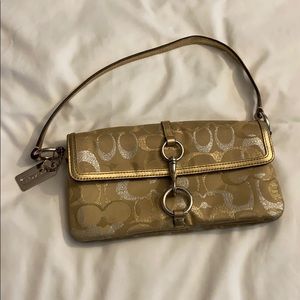 Coach gold lurex evening clutch